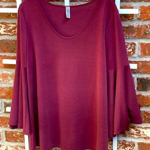 Knit bell sleeve blouse
